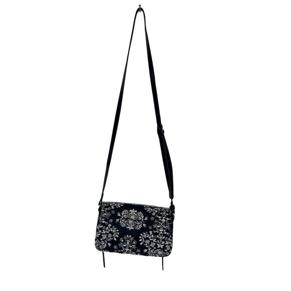 Vera Bradley Chandelier Noir Crossbody Purse Shoulder Bag Black White Floral - Picture 8 of 12